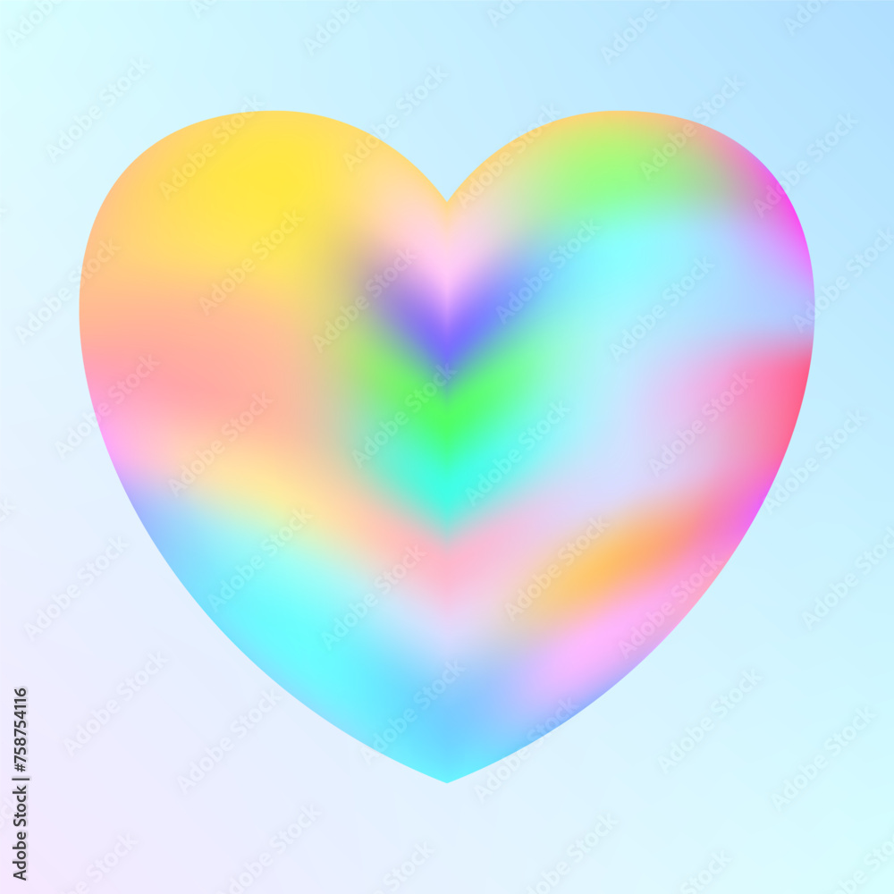 Holographic heart. Fluid liquid chrome heart shape. 3d y2k Holographic heart. Fluid liquid chrome heart shape. 3d y2k