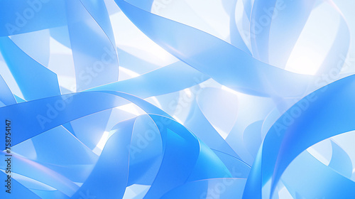 Abstract light blue background, transparent gradient stained glass background 3D rendering