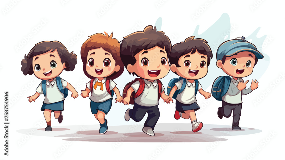 Illustration with happy children. School and education