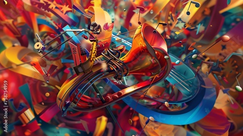 Colorful Musical Instrument Artwork A Vibrant Trombone with a Pop of Color Generative AI
