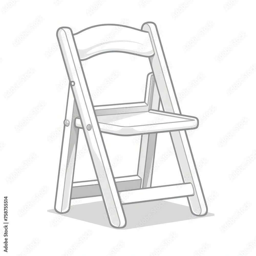 cartoon image of white folding chair. the background is white. cartoon image of white folding chair. the background is white.