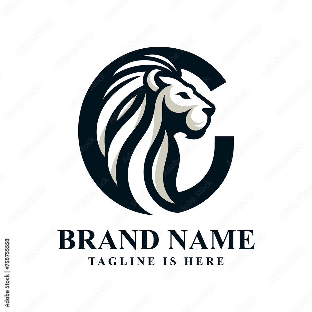 Lion head letter C logo