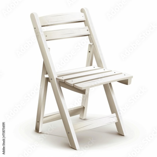 cartoon image of white folding chair. the background is white.