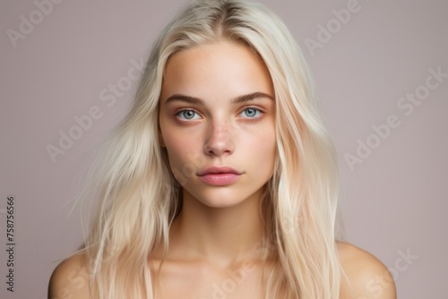 Portrait of a beautiful young blond woman with clean fresh skin.