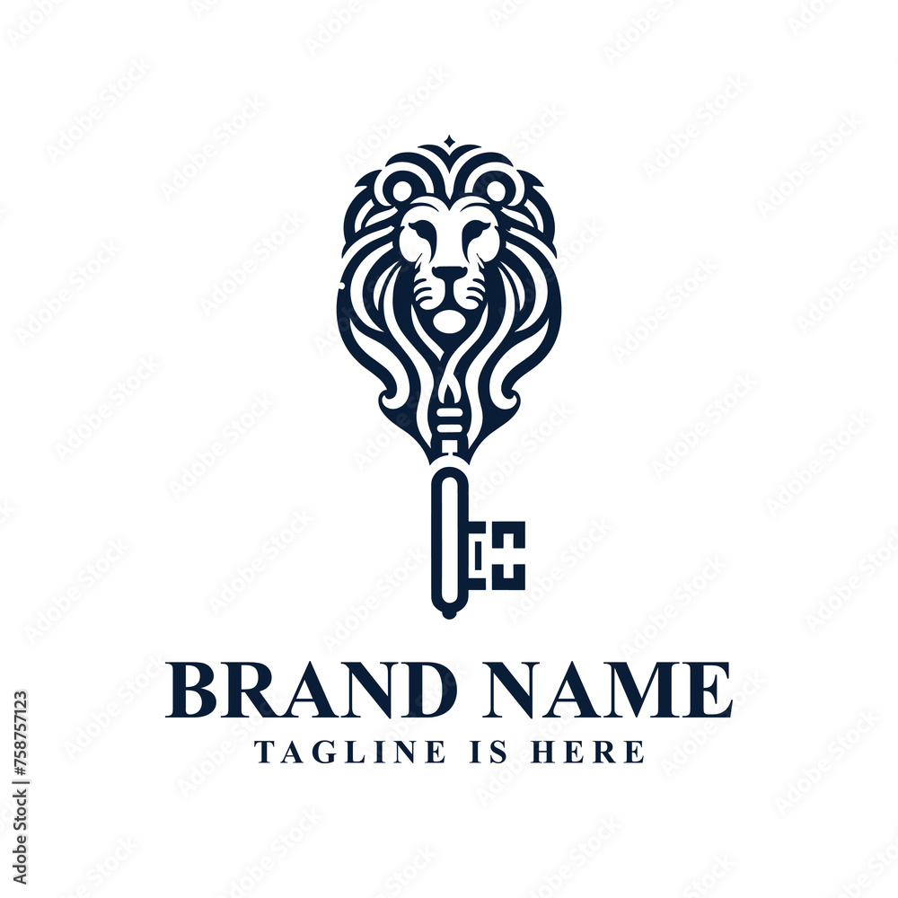 Lion head key logo Lion head key logo
