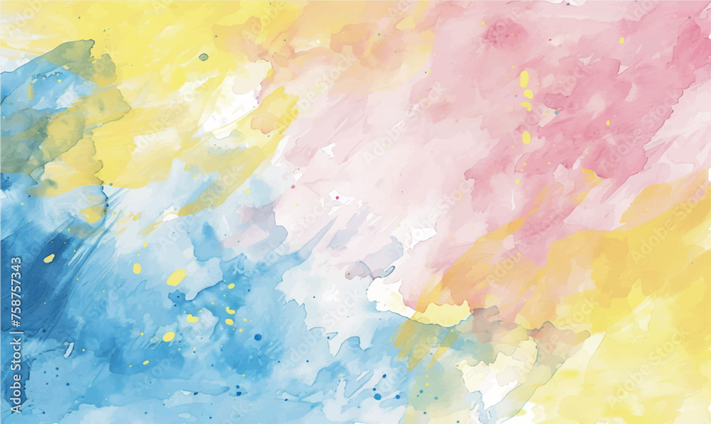 watercolor hand painted background pink yellow blue
