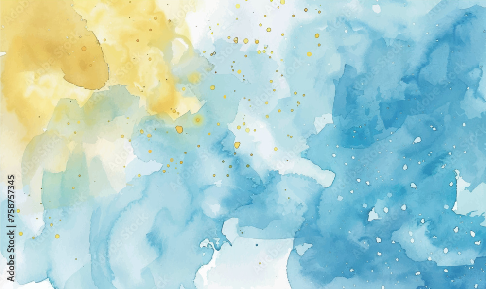 watercolor hand painted background yellow blue 