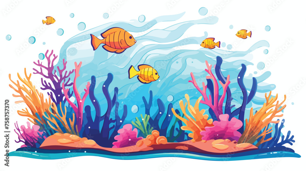 vector cartoon of underwater coloring pages flat vector