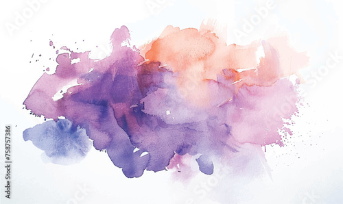 isolated watercolor hand painted background violet pink orange photo
