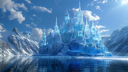Frozen Castle in the Sky A Stunning Winter Scene Generative AI