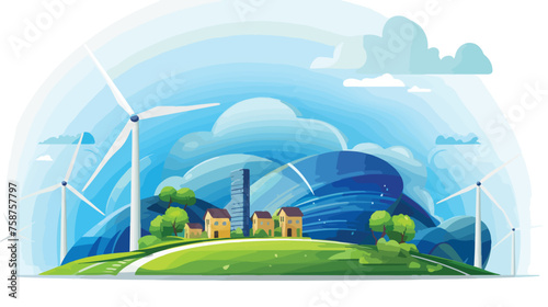 Fototapeta Naklejka Na Ścianę i Meble -  Vector illustration clean energy concept save environment 