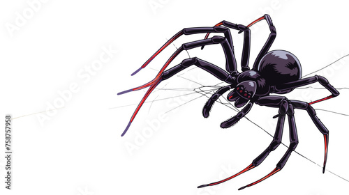 Vector illustration of a cartoon black widow spider photo