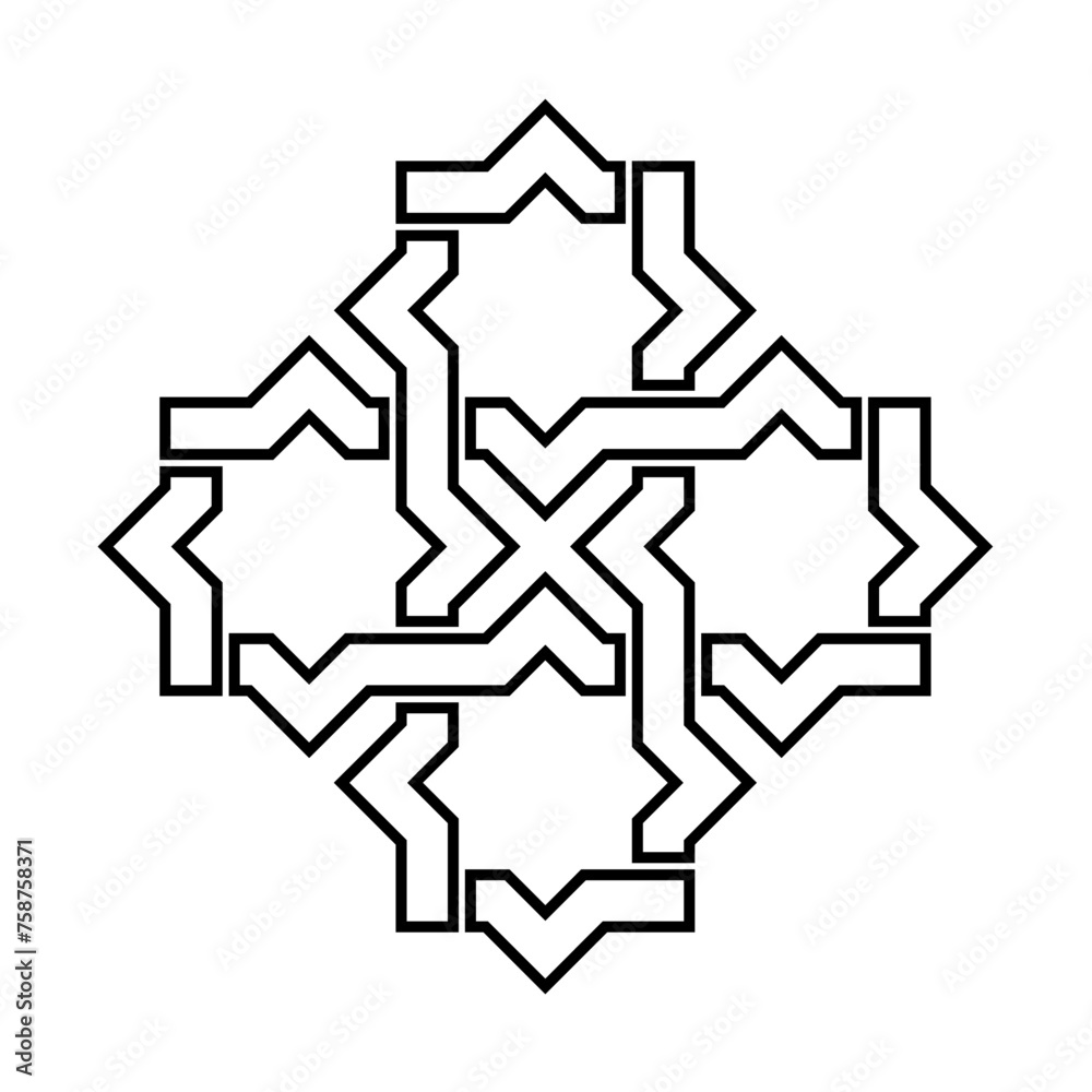 Islamic geometric contour outline design element vector illustration isolated on white background.