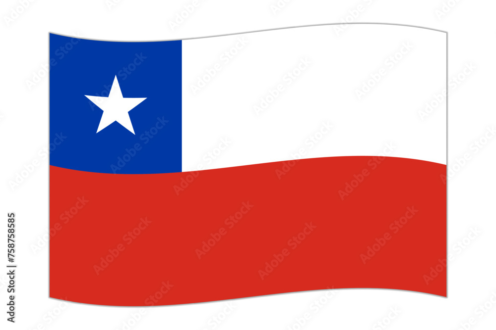 Waving flag of the country Chile. Vector illustration. Waving flag of the country Chile. Vector illustration.