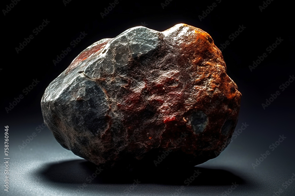 Botryogen is a rare precious natural stone on a black background. AI generated. Header banner mockup with space. Botryogen is a rare precious natural stone on a black background. AI generated. Header banner mockup with space.
