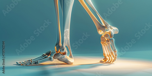 Smooth walking anatomy and physiological processes medical animation blue sky colored background photo