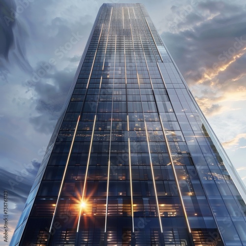 Smart windows generating solar energy in a skyscraper