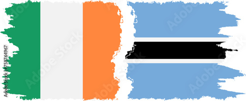 Botswana and Ireland grunge flags connection vector