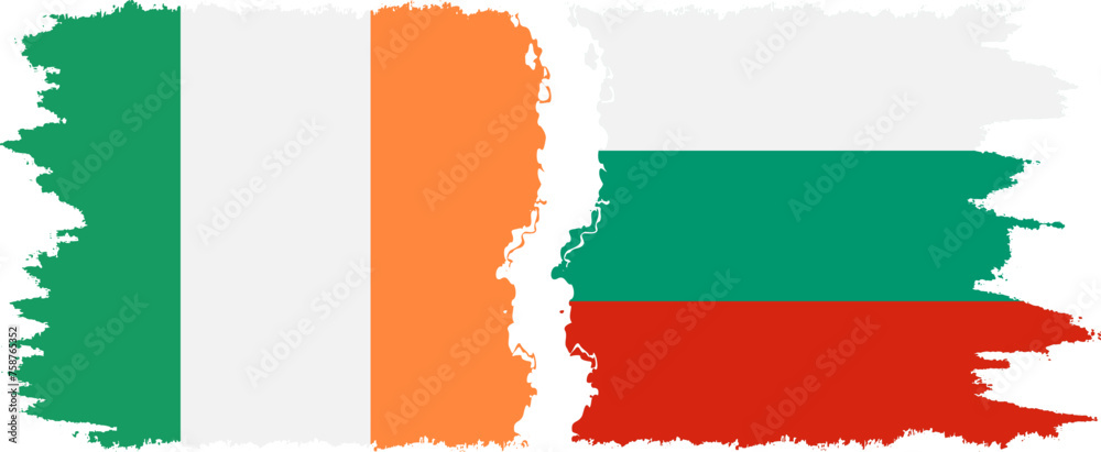 Bulgaria and Ireland grunge flags connection vector Bulgaria and Ireland grunge flags connection vector