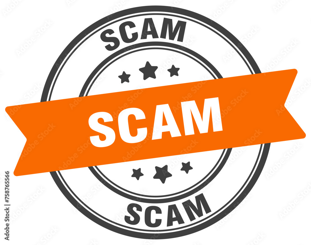 Fototapeta premium scam stamp. scam label on transparent background. round sign