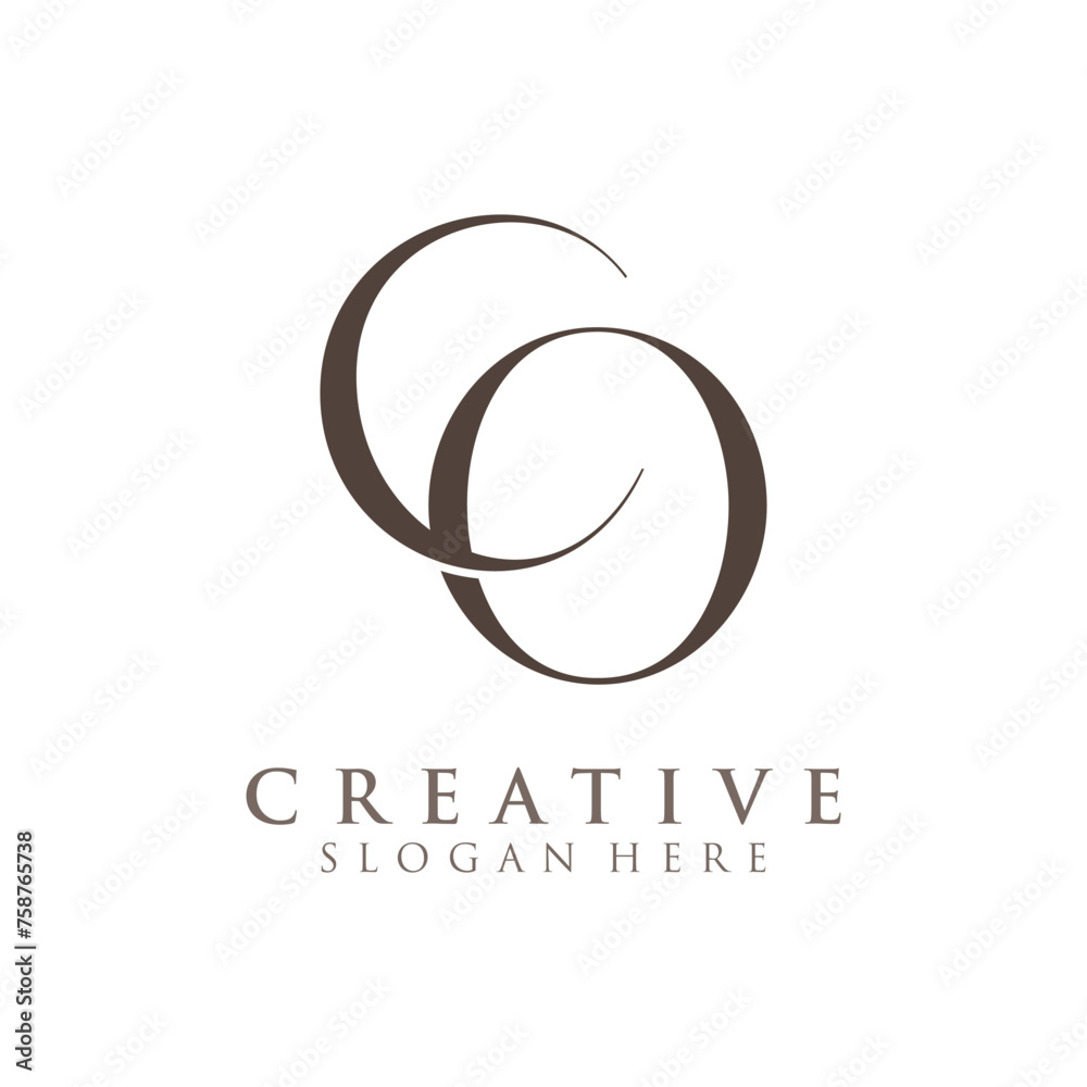 Luxury Initial CO Monogram Text Letter Logo Design