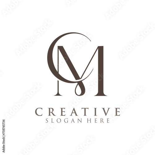 Luxury Initial CM  Monogram Text Letter Logo Design