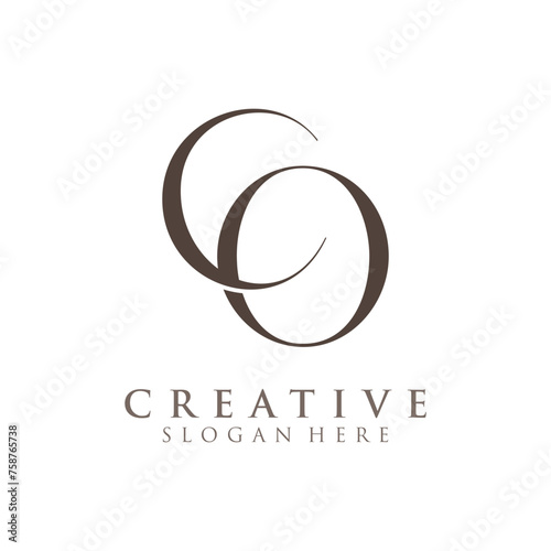 Obraz na płótnie Luxury Initial CO Monogram Text Letter Logo Design w salonie