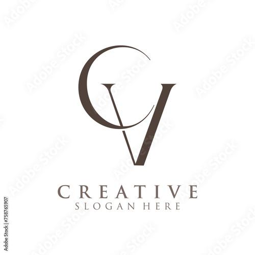 Obraz na płótnie Luxury Initial CV Monogram Text Letter Logo Design w salonie