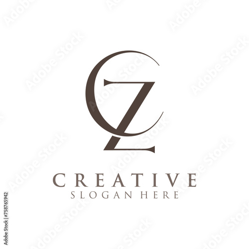 Luxury Initial CZ  Monogram Text Letter Logo Design