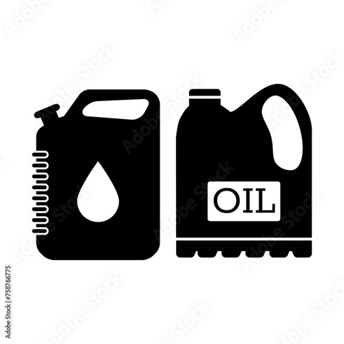 Oil canister flat vector icon set on white background