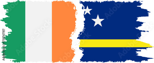 Curacao and Ireland grunge flags connection vector