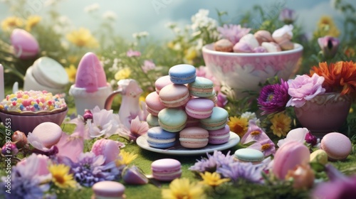 Generative AI Easter baking scene with springtime delights