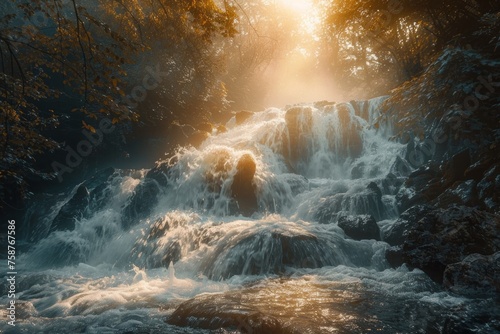 beautiful waterfall, natural water phemomena photo