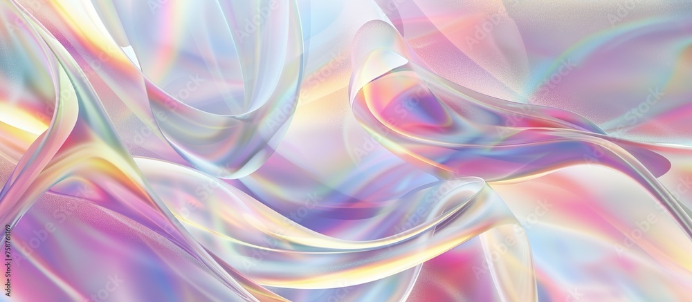 Obraz premium Iridescent silk textures background. Array of silky fabrics with a smooth texture. Iridescence and vibrant harmonious blend.