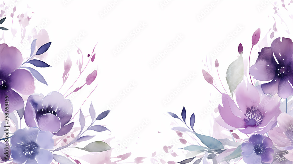 Delicate abstract watercolor flowers