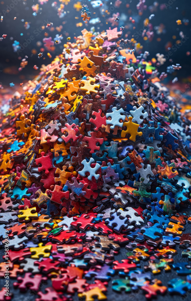 Pile of colorful jigsaw puzzle pieces Pile of colorful jigsaw puzzle pieces