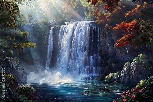 beautiful waterfall  natural water phemomena