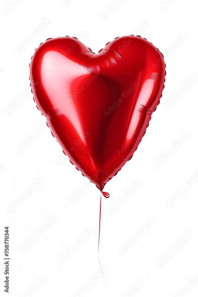 Foil plain Balloon, heart Shaped, red, matte material, isolated, white background сreated with Generative Ai