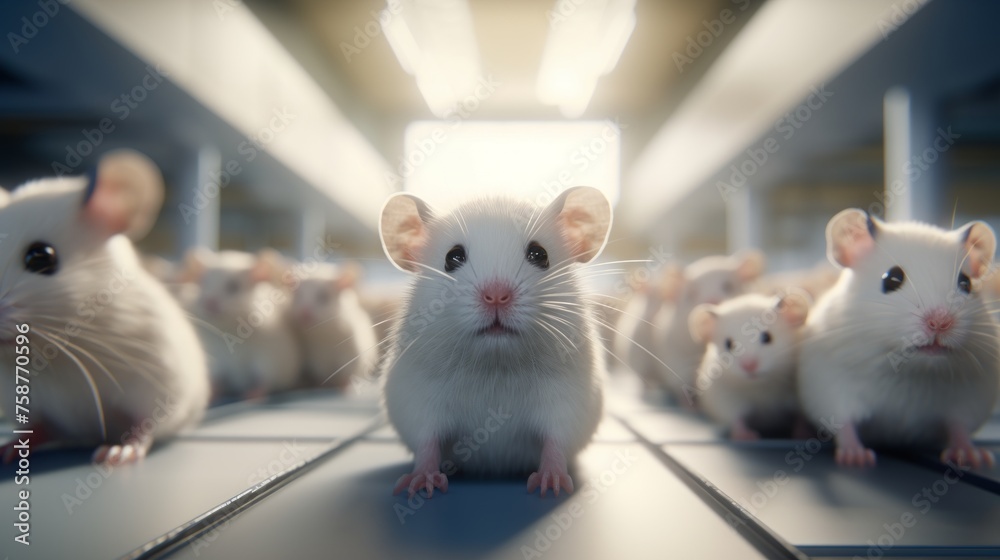 View of Generative AI Veterinarian interacting with a family of hamsters ...