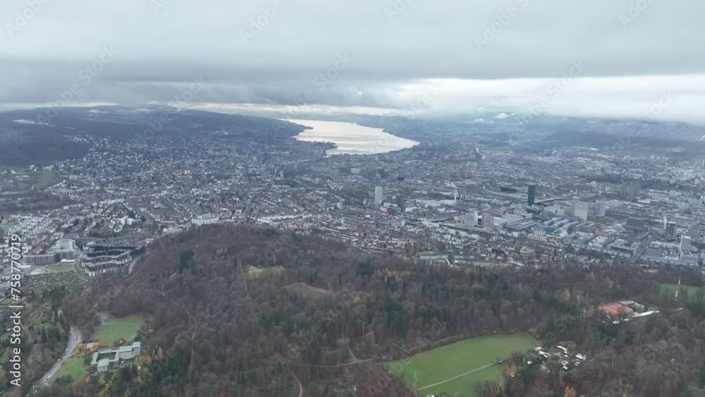Aerial view of the city of Zurich in the winter morning, Switzerland. Aerial view of the city of Zurich in the winter morning, Switzerland.