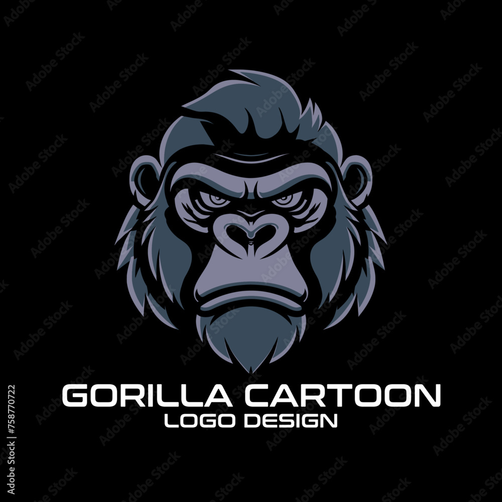 Gorilla Cartoon Vector Logo Design