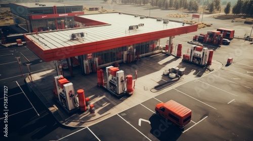 Generative AI Aerial Shot of Truckstop Services