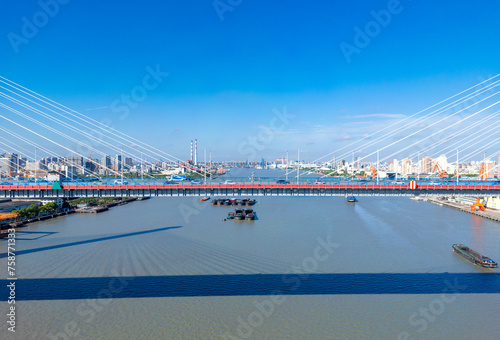 Urban Environment of Yangpu Bridge in Shanghai, China