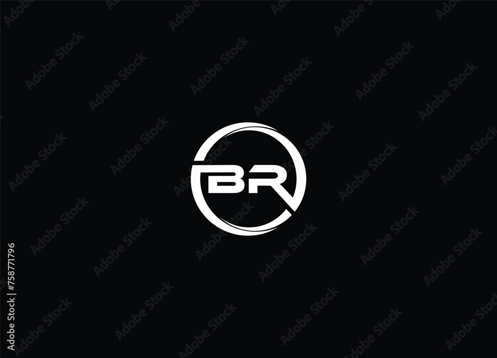 BR Logo design with circle frame line vector icon design BR Logo design with circle frame line vector icon design