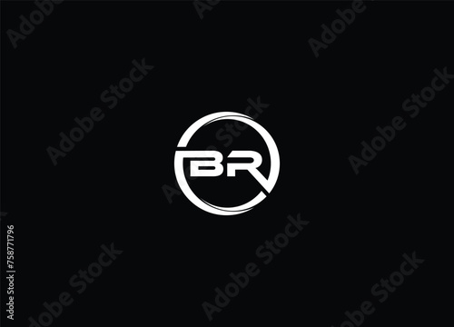 BR Logo design with circle frame line vector icon design