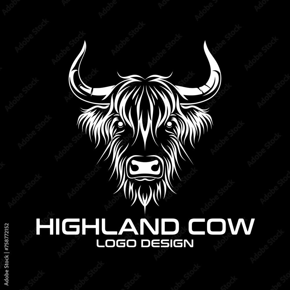 Highland Cow Vector Logo Design