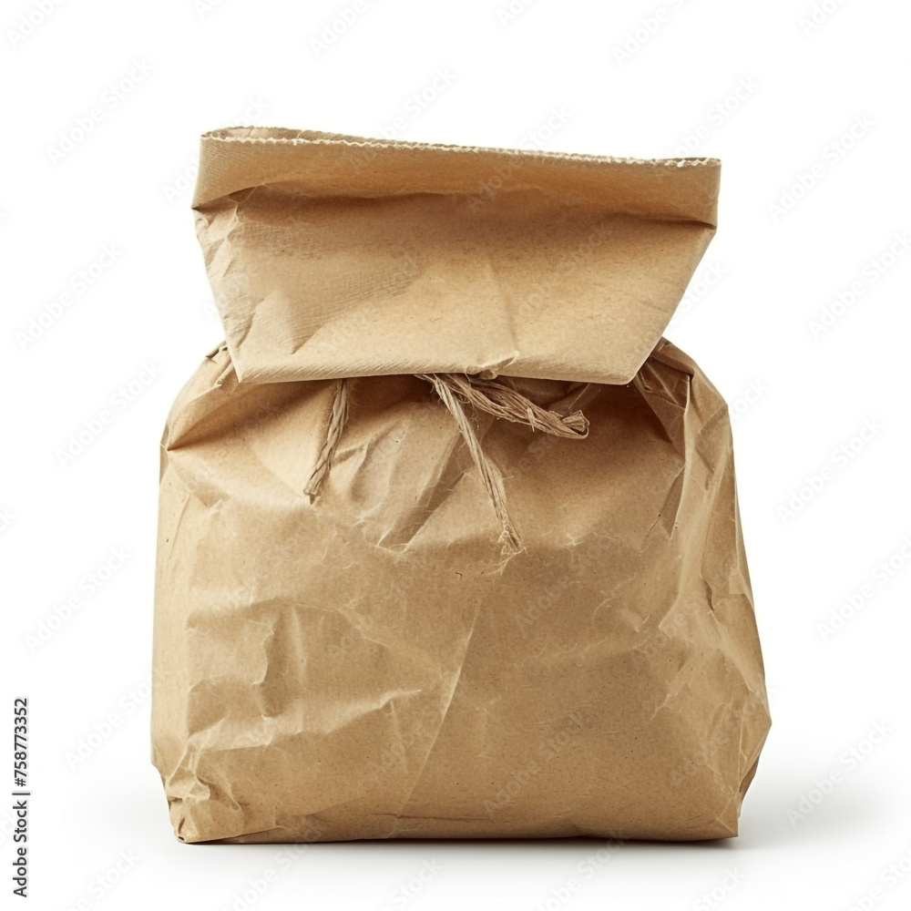 Square paper bag isolated on white сreated with Generative Ai Square paper bag isolated on white сreated with Generative Ai