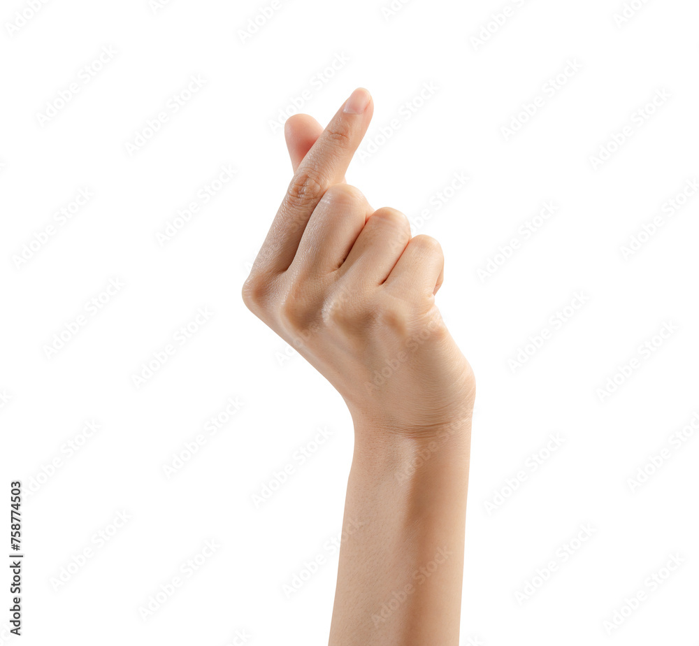 Hand show mini heart sign on white background. Hand show mini heart sign on white background.