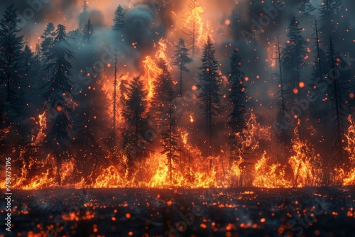 Inferno sweeps through vast forested expanse