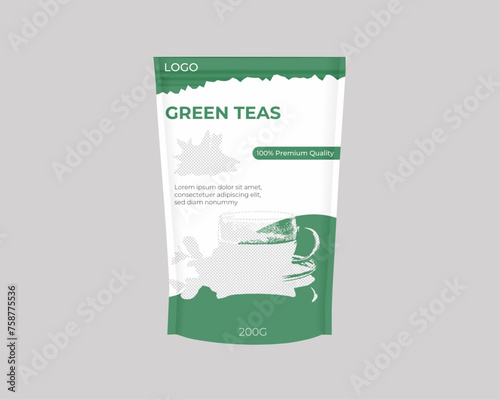Green tea packaging featuring both editable template
